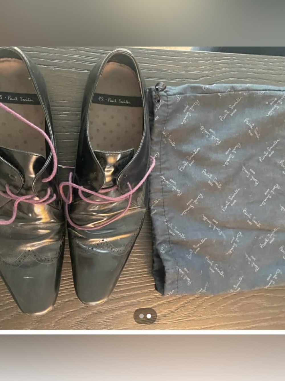 Paul Smith Black Leather Oxfords with Pink Laces